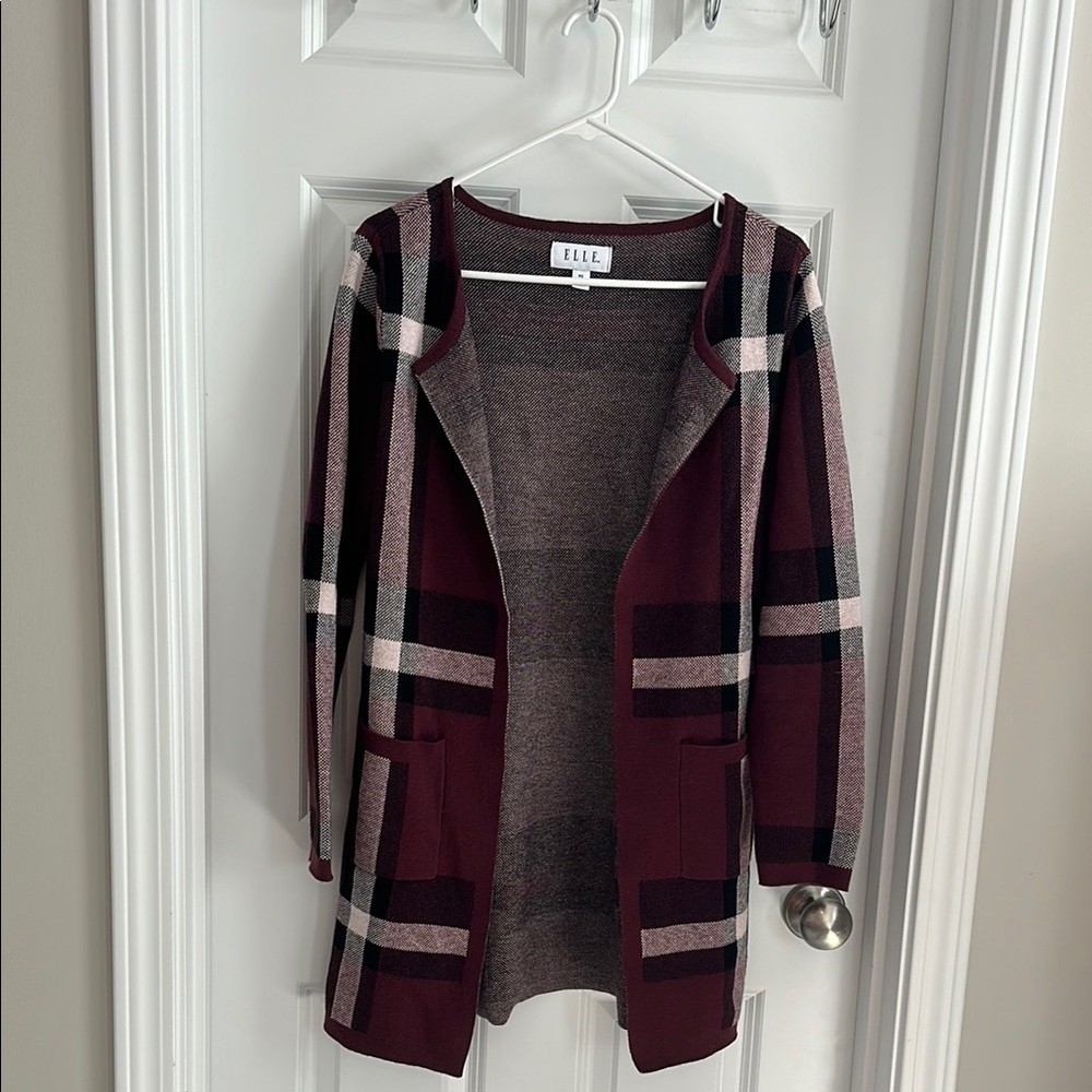 Elle dark purple and maroon Cardigan Sweater
